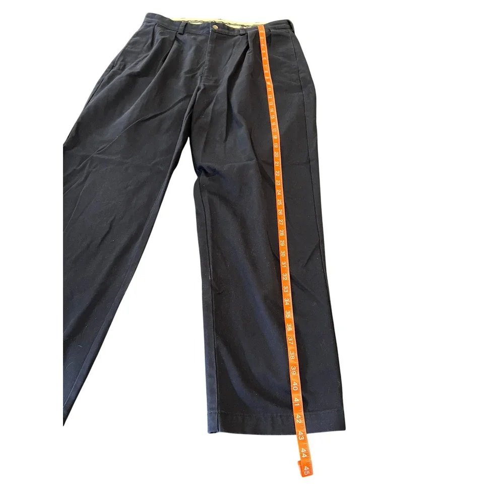 Polo Ralph Lauren Mens Black Pleated Chino Pants Cotton Trousers 34x31